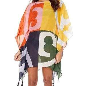 Printed Beach Caftan In Large Color Block Logo